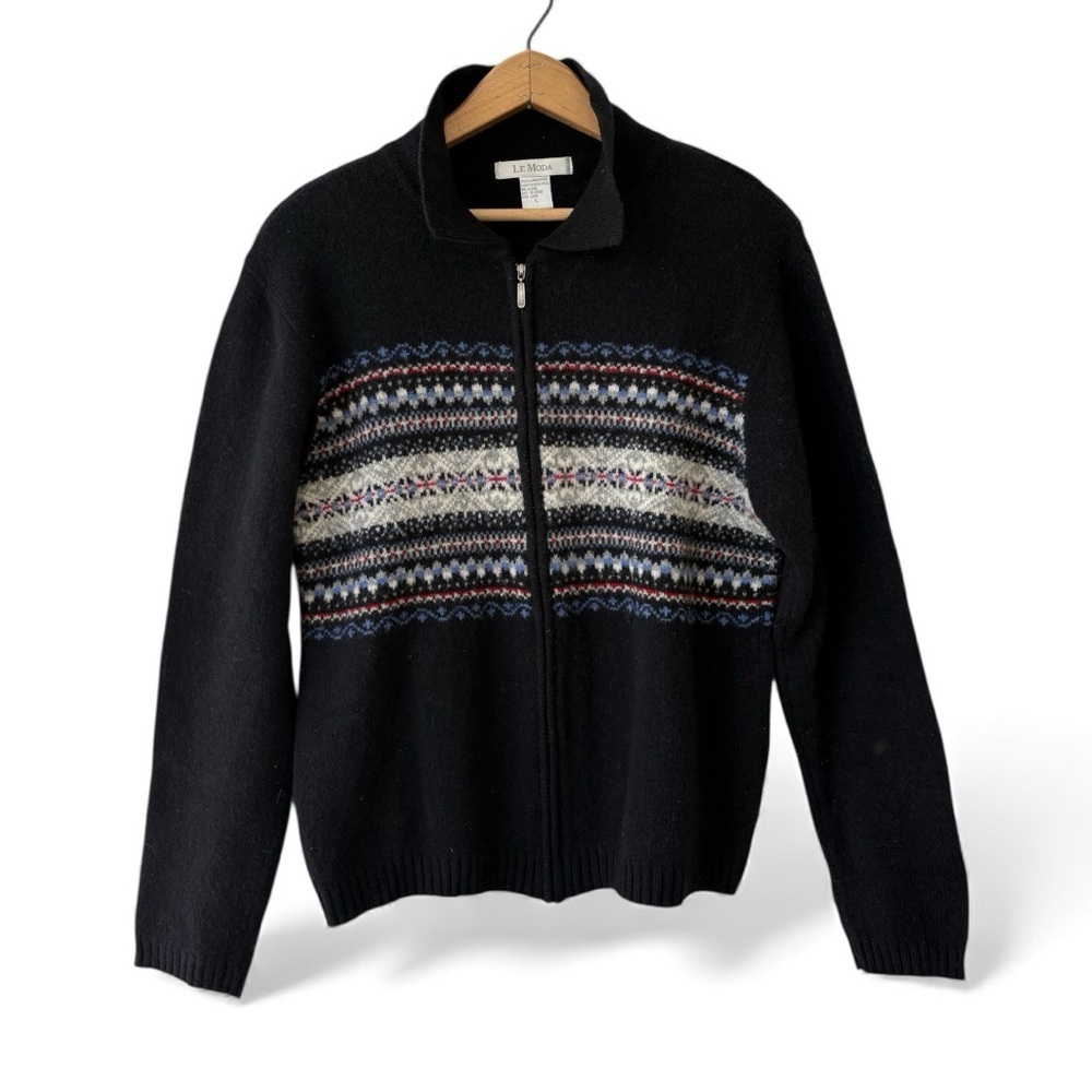 Vintage Le Moda Lambswool Full-Zip Sweater LARGE